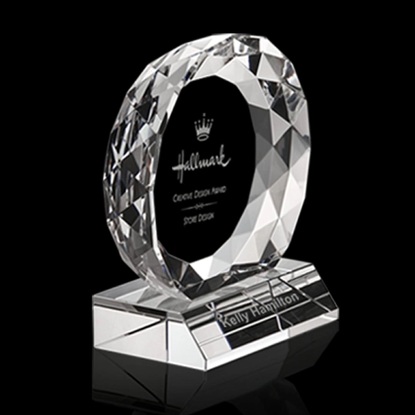 Optical crystal round award with faceted edges on a base.... from ASI 84592 St Regis Group / St Regis