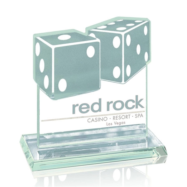 6" high double dice award in aquashaped jade glass.... from ASI 84592 St Regis Group / Prestige Glass