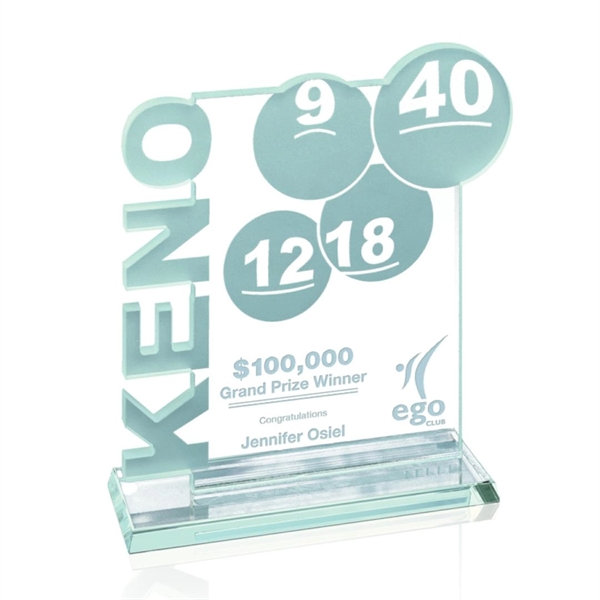 8" jade Keno award in aquashaped jade glass.... from ASI 84592 St Regis Group / Prestige Glass