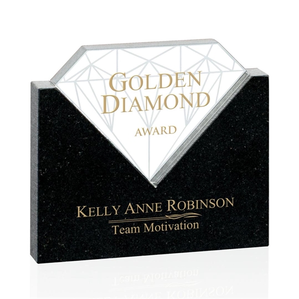 Freestanding starfire/granite award with diamond-shaped starfire insert.... from ASI 84592 St Regis Group / Prestige Glass