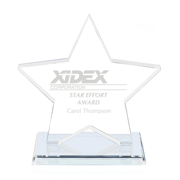 Aquashaped starfire on starfire base award.... from ASI 84592 St Regis Group / Prestige Glass