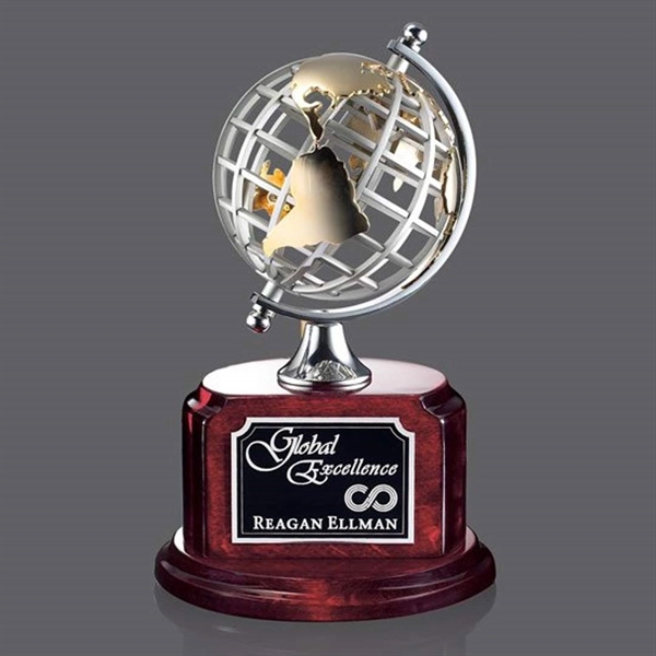 Metal cast spinning globe award mounted on rosewood base.... from ASI 84592 St Regis Group / St Regis