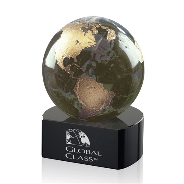 A Green Marble Globe, with the continents color-filled in gold, on... from ASI 84592 St Regis Group