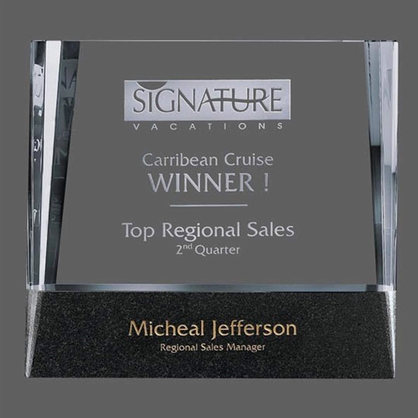 Optical crystal award on a black granite base.... from ASI 84592 St Regis Group / St Regis