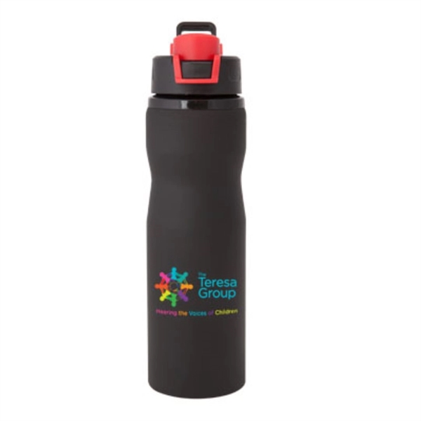 Textured black stainless steel sports water bottle... from ASI 84592 St Regis Group