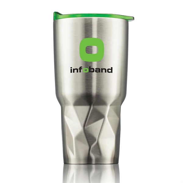 Double wall stainless steel vacuum tumbler with fashion-forward geometric indented design... from ASI 84592 St Regis Group