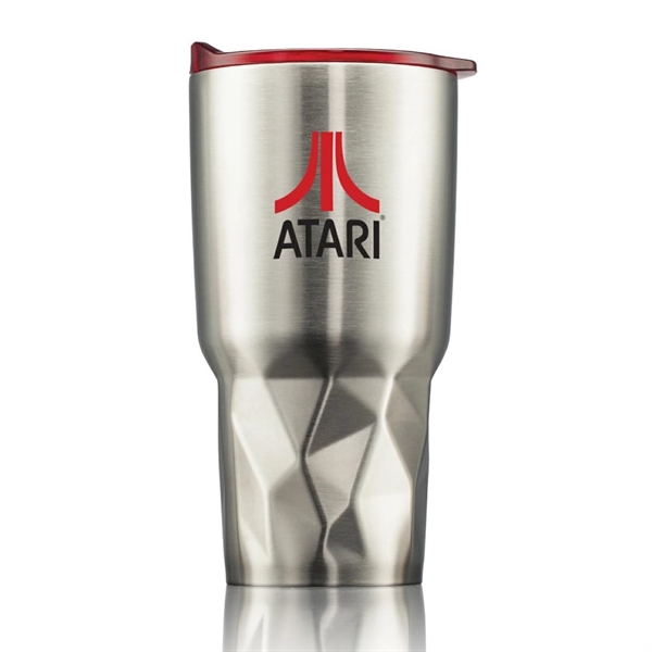 Double wall stainless steel vacuum tumbler with fashion-forward geometric indented design... from ASI 84592 St Regis Group
