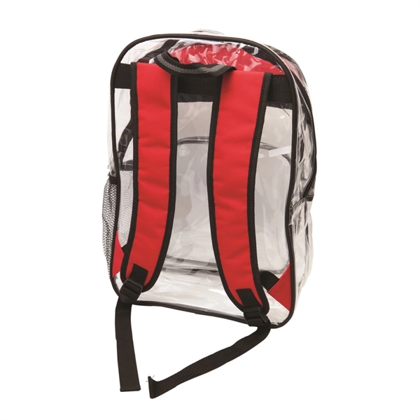 600D polyester, clear PVC backpack. Large zippered main compartment and 2... from ASI 84592 St Regis Group
