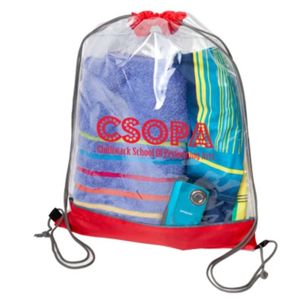 210D polyester and clear PVC drawstring bag with color accent. Durable... from ASI 84592 St Regis Group