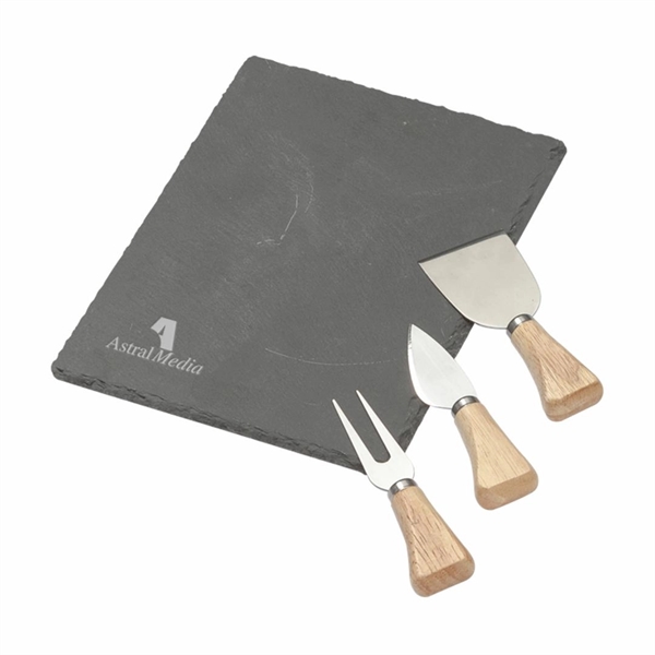 Artisan style, 4-piece, ancient, slate rock cheese serving set.... from ASI 84592 St Regis Group