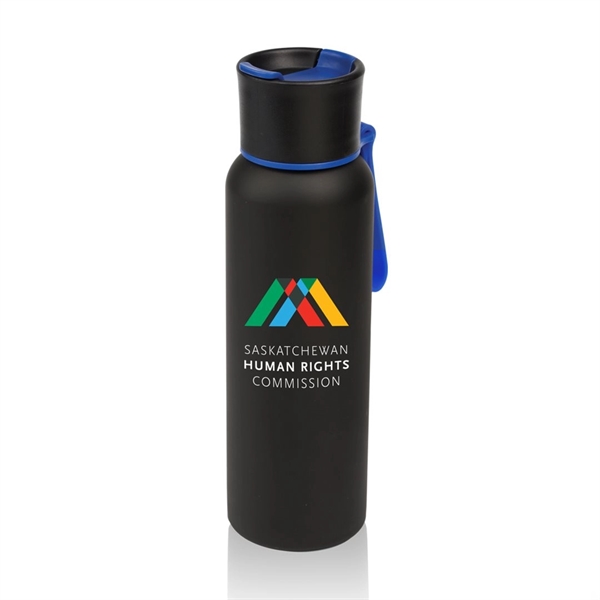 Textured black stainless steel sports water bottle... from ASI 84592 St Regis Group