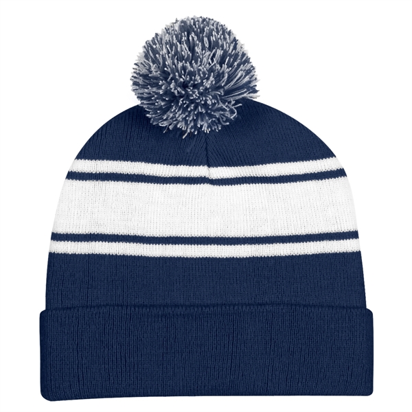Two-Tone Knit Pom Beanie with Cuff.  100% Acrylic.  One... from ASI 61125 Hit Promotional Products / Hit®