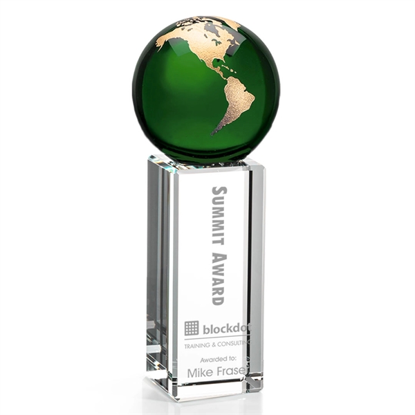 The Luz Globe award features a Green Optical Crystal globe perched... from ASI 84592 St Regis Group / St Regis