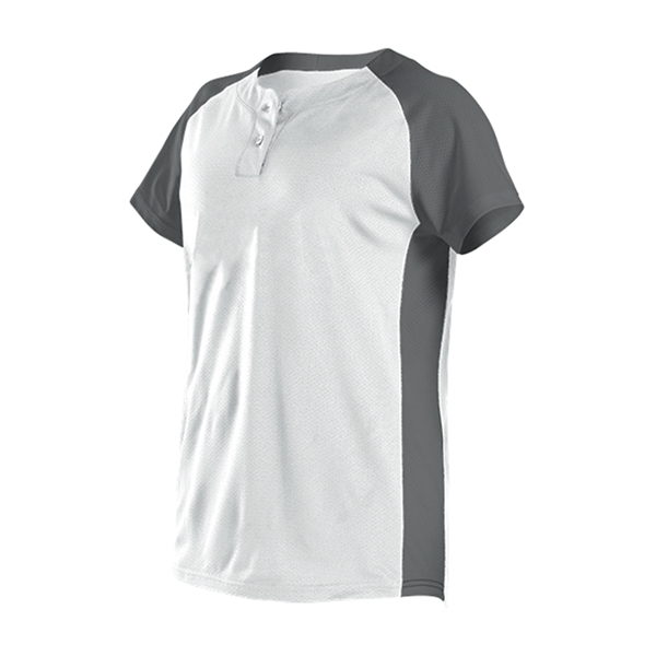 Girl's fast pitch jersey with two button henley with raglan shoulders.... from ASI 37461 Augusta Sportswear