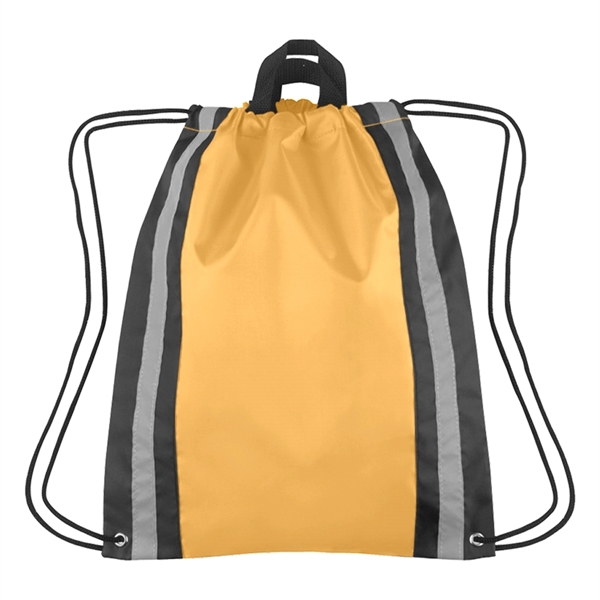 Small reflective drawstring sports pack with reinforced eyelets, 13 1/2" x... from ASI 61125 Hit Promotional Products / Hit®