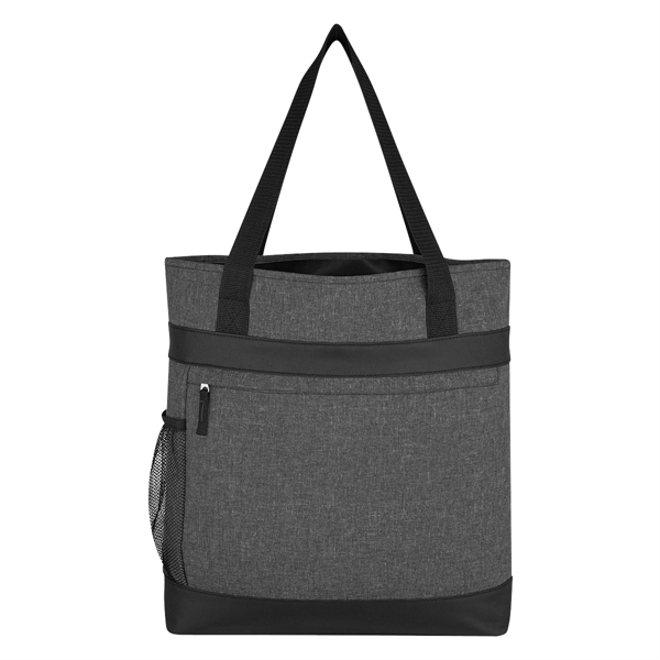 Polycanvas tote bag with front zippered pocket, side mesh pocket and... from ASI 61125 Hit Promotional Products / Hit®