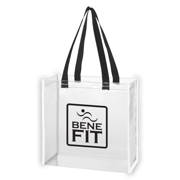 Clear PVC tote bag with a 6" gusset and patented reflective... from ASI 61125 Hit Promotional Products / Hit®