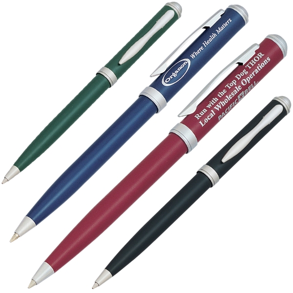 Click action pen with matte coated bras barrel and matte silver... from ASI 79535 Primetime / Primetime