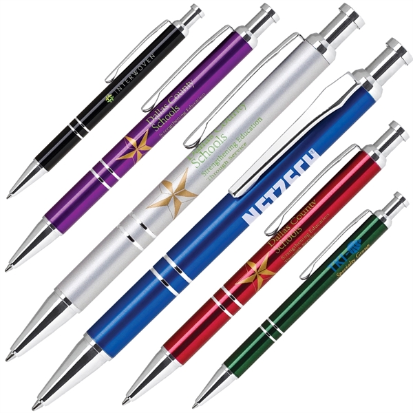 Click action aluminum ballpoint pen with metallic barrel and silver accents.... from ASI 79535 Primetime / Primetime