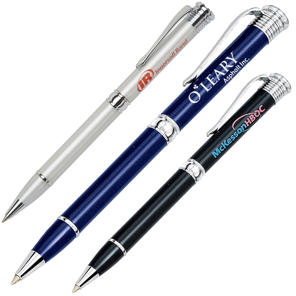 Elegant brass construction pen in metallic color with shiny chrome accents.... from ASI 79535 Primetime / Primetime