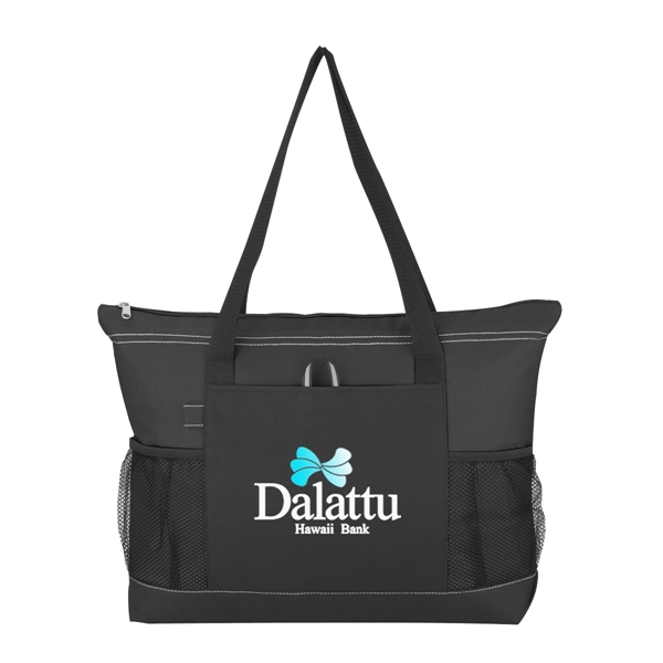 Voyager Tote.  Made Of 600 Denier Polyester.  Top Zippered... from ASI 61125 Hit Promotional Products / Hit®