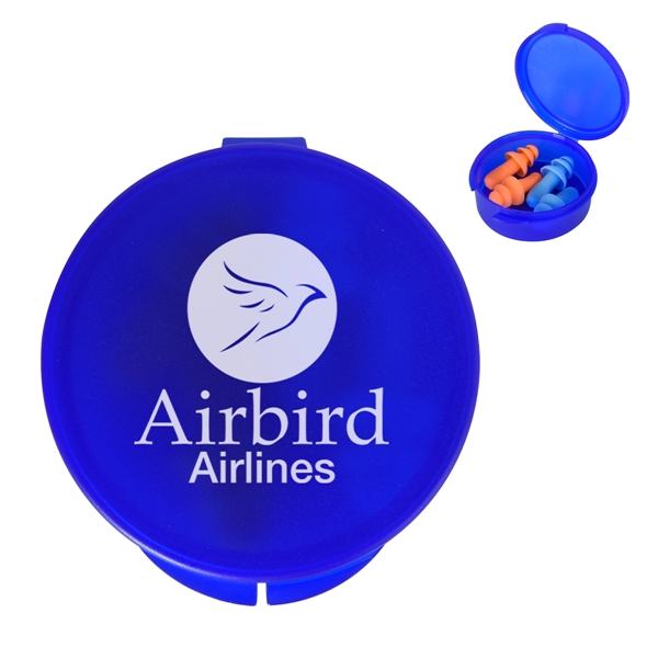 Ear plugs in a travel case for silencing the noise around... from ASI 61125 Hit Promotional Products / Hit®