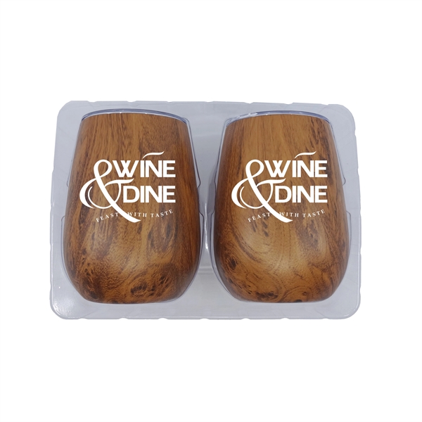 Retro-inspired lunchbox with two 10 oz. stemless woodtone wine glasses in... from ASI 90807 Tekweld
