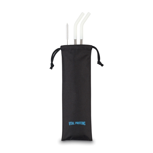 Set of two stainless steel straws with silicone toppers in drawstring... from ASI 56070 Gemline / Gemline®