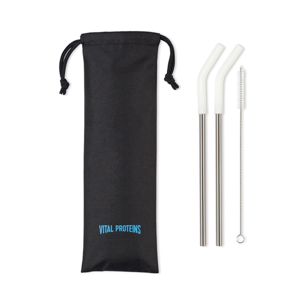 Set of two stainless steel straws with silicone toppers in drawstring... from ASI 56070 Gemline / Gemline®