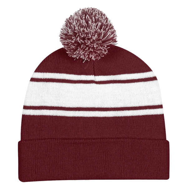Two-Tone Knit Pom Beanie with Cuff.  100% Acrylic.  One... from ASI 61125 Hit Promotional Products / Hit®