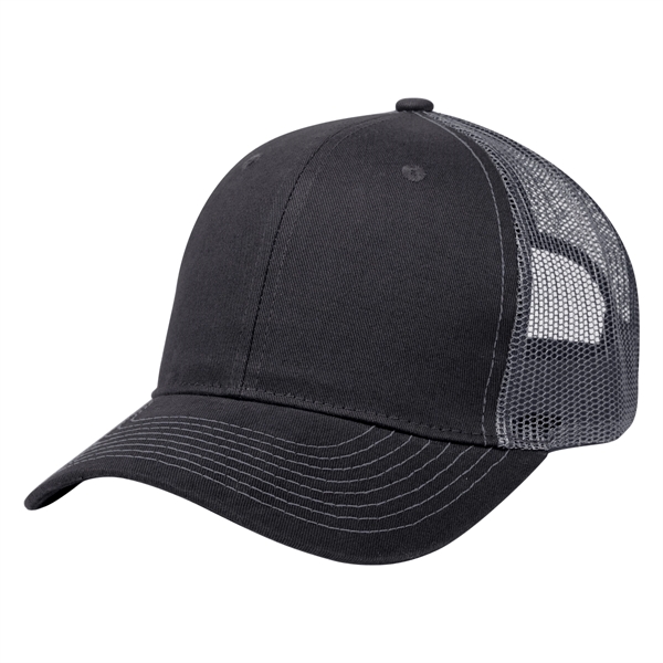 Mesh back cap with 100% brushed cotton twill crown, pre-curved visor,... from ASI 61125 Hit Promotional Products / Hit®