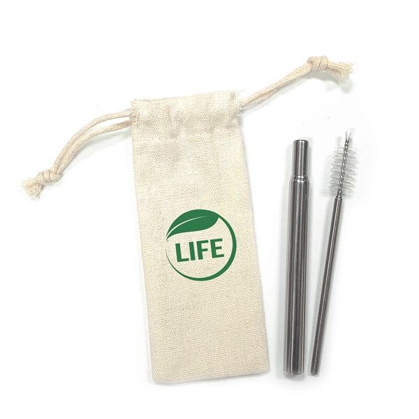 Stainless steel straw and brush set in a pouch... from ASI 98766 Yanlee Trading Co Ltd / Delite Promotional Products