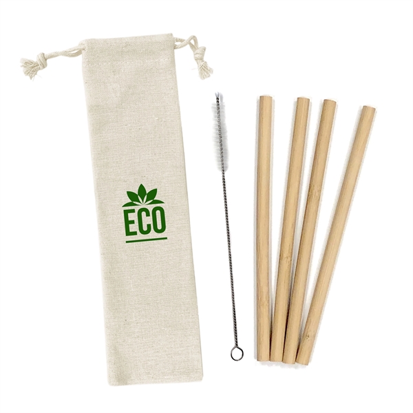 Bamboo straw and brush set in a pouch... from ASI 98766 Yanlee Trading Co Ltd / Delite Promotional Products