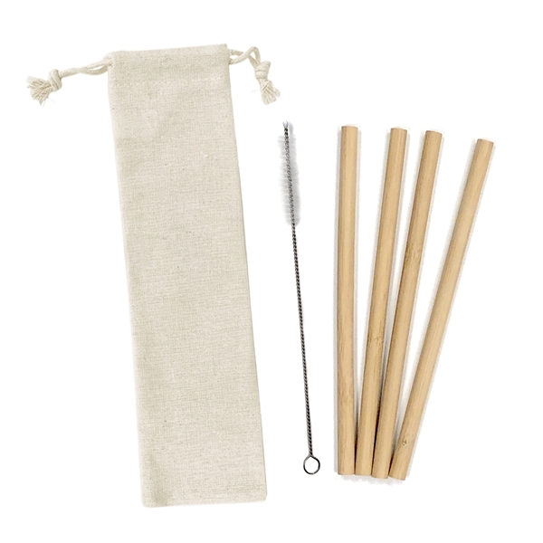 Bamboo straw and brush set in a pouch... from ASI 98766 Yanlee Trading Co Ltd / Delite Promotional Products