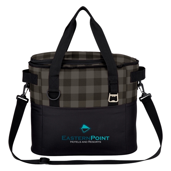 Polyester cooler bag with front pocket, adjustable shoulder strap, web carry... from ASI 61125 Hit Promotional Products / Hit®