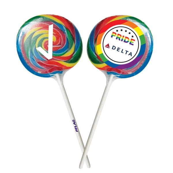 Shrink-wrapped swirl lollipop with tutti-frutti flavor... from ASI 71685 Midnite Snax®