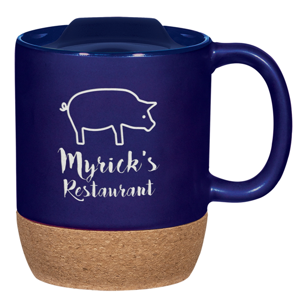 14 oz. mug with cork base that protects hands and surfaces... from ASI 61125 Hit Promotional Products / Hit®