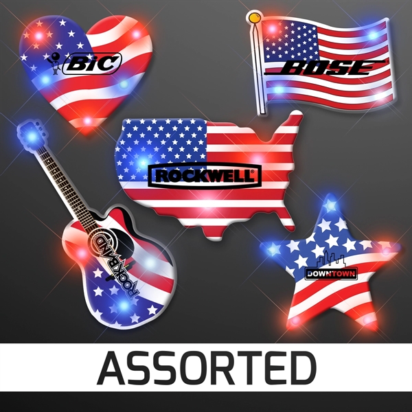 Assorted Red White & Blue Patriotic Pin Set; Blank and Imprinted... from ASI 34194 ALightPromos
