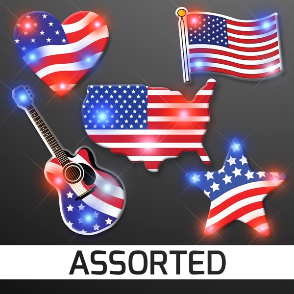 Assorted Red White & Blue Patriotic Pin Set; Blank and Imprinted... from ASI 34194 ALightPromos