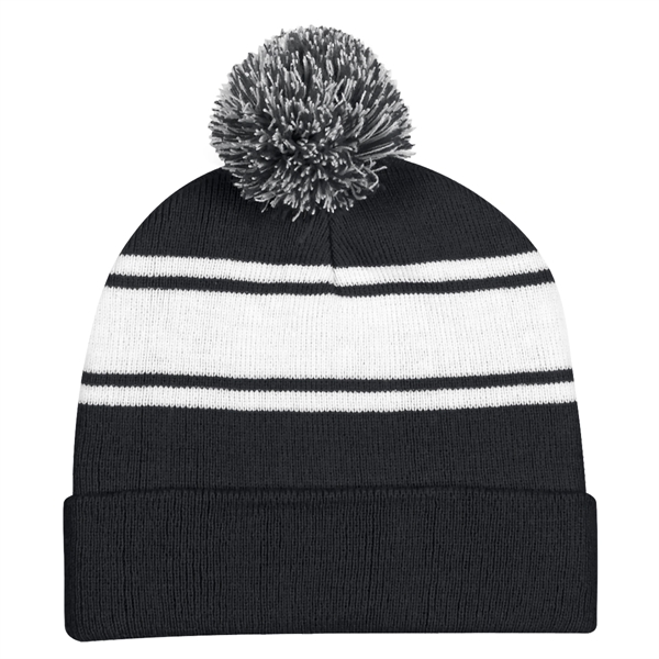 Two-Tone Knit Pom Beanie with Cuff.  100% Acrylic.  One... from ASI 61125 Hit Promotional Products / Hit®
