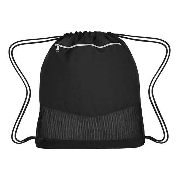 Drawstring backpack made of polyester and polyurethane with front zippered pocket... from ASI 61125 Hit Promotional Products / Hit®