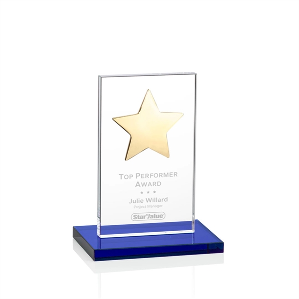 This illustrious Starfire Crystal award stands upright on an elegant Sapphire... from ASI 84592 St Regis Group / St Regis