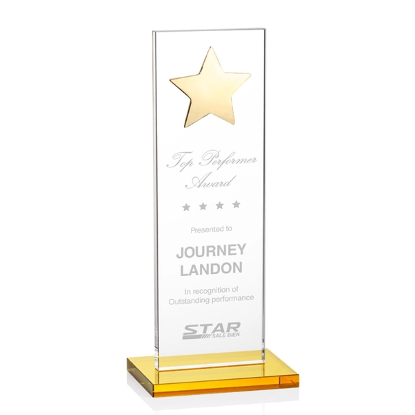 This illustrious Starfire Crystal award stands upright on an elegant Amber... from ASI 84592 St Regis Group / St Regis