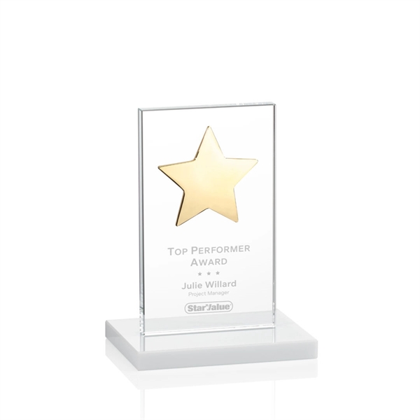 This illustrious Starfire Crystal award stands upright on an elegant White... from ASI 84592 St Regis Group / St Regis