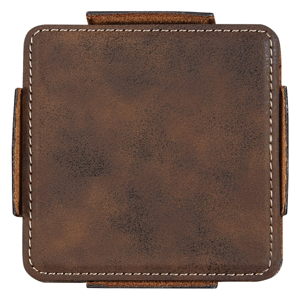 Coaster set made of polyurethane leather with four coasters that feature... from ASI 61125 Hit Promotional Products / Hit®