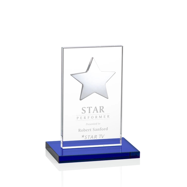 This illustrious Starfire Crystal award stands upright on an elegant Sapphire... from ASI 84592 St Regis Group / St Regis
