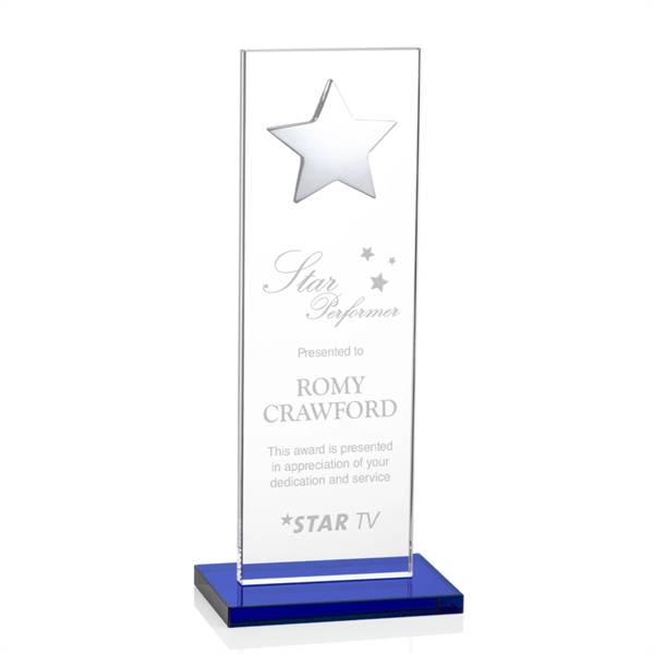 This illustrious Starfire Crystal award stands upright on an elegant Sapphire... from ASI 84592 St Regis Group / St Regis
