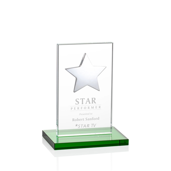 This illustrious Starfire Crystal award stands upright on an elegant Emerald... from ASI 84592 St Regis Group / St Regis