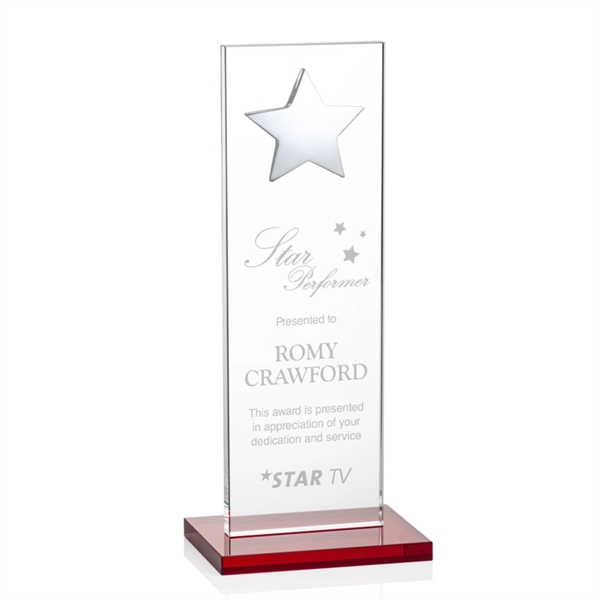 This illustrious Starfire Crystal award stands upright on an elegant Ruby... from ASI 84592 St Regis Group / St Regis
