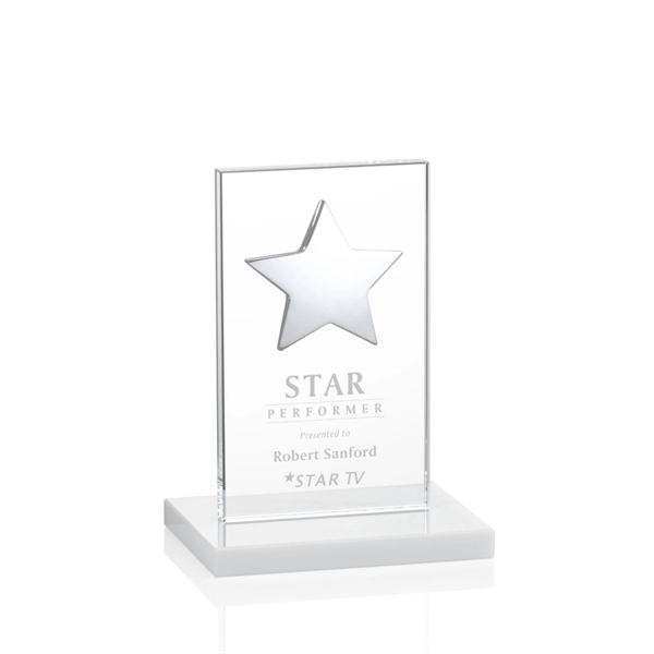This illustrious Starfire Crystal award stands upright on an elegant White... from ASI 84592 St Regis Group / St Regis